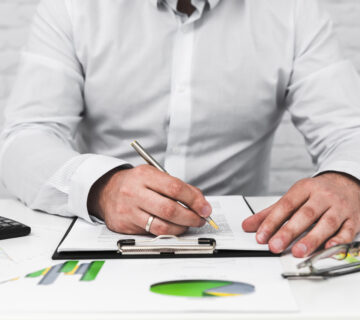 Business man working office desktop 360x320